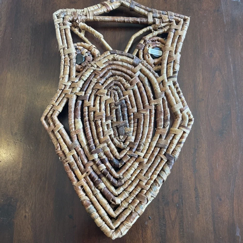 Vintage Wall‎ Hanging Wicker Rattan Woven Wicker Owl Boho Catch All Mail Holder